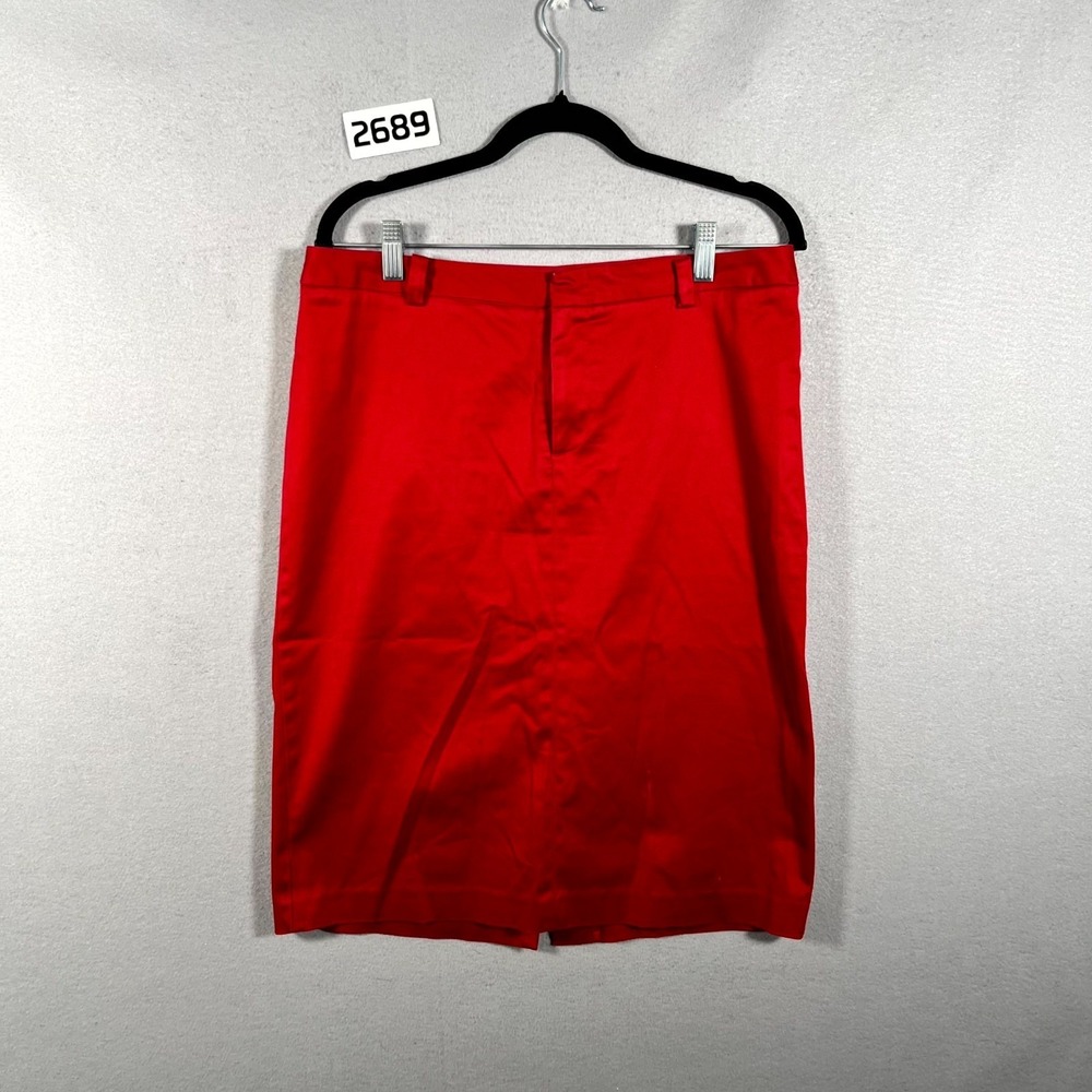 Gap Factory Store Pencil Skirt Womens 8 Red Cotton Stretch Classic‎ Back Slit